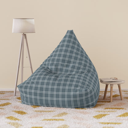 Modern Blue Check Bean Bag Chair Cover