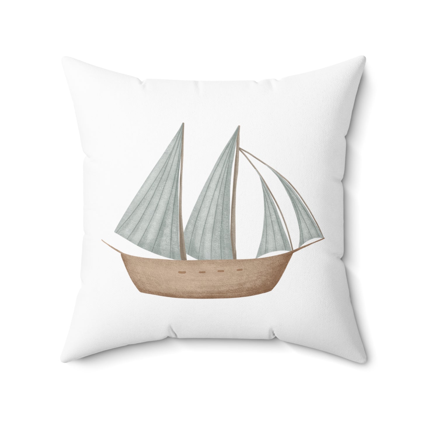 Spun Polyester Square Pillow with Removable Cover Memories of Dreams Sailboats Blue