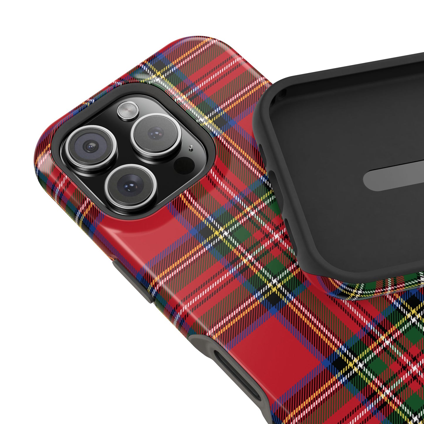 Impact-Resistant Phone Case-Holiday Tartan Plaid Red