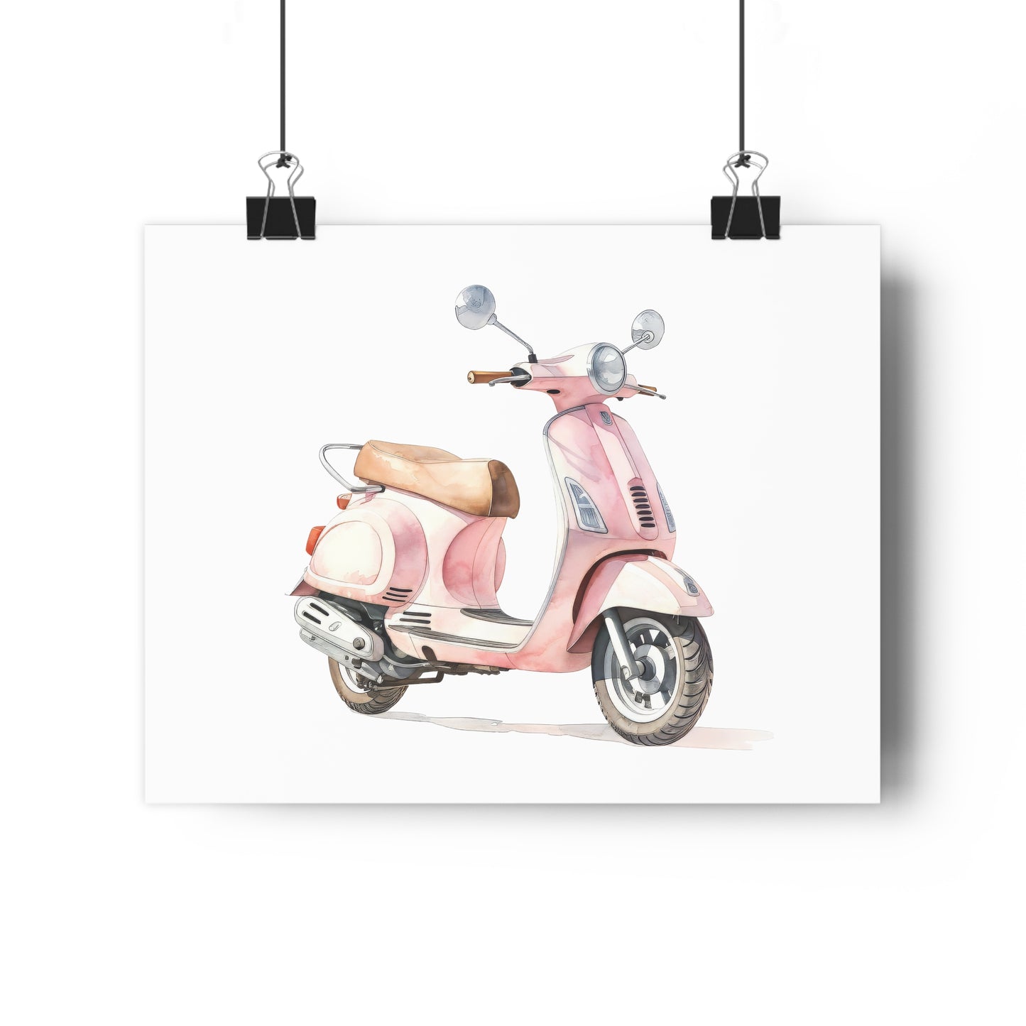 Giclée Art Print Watercolor Pink Paris Scooter