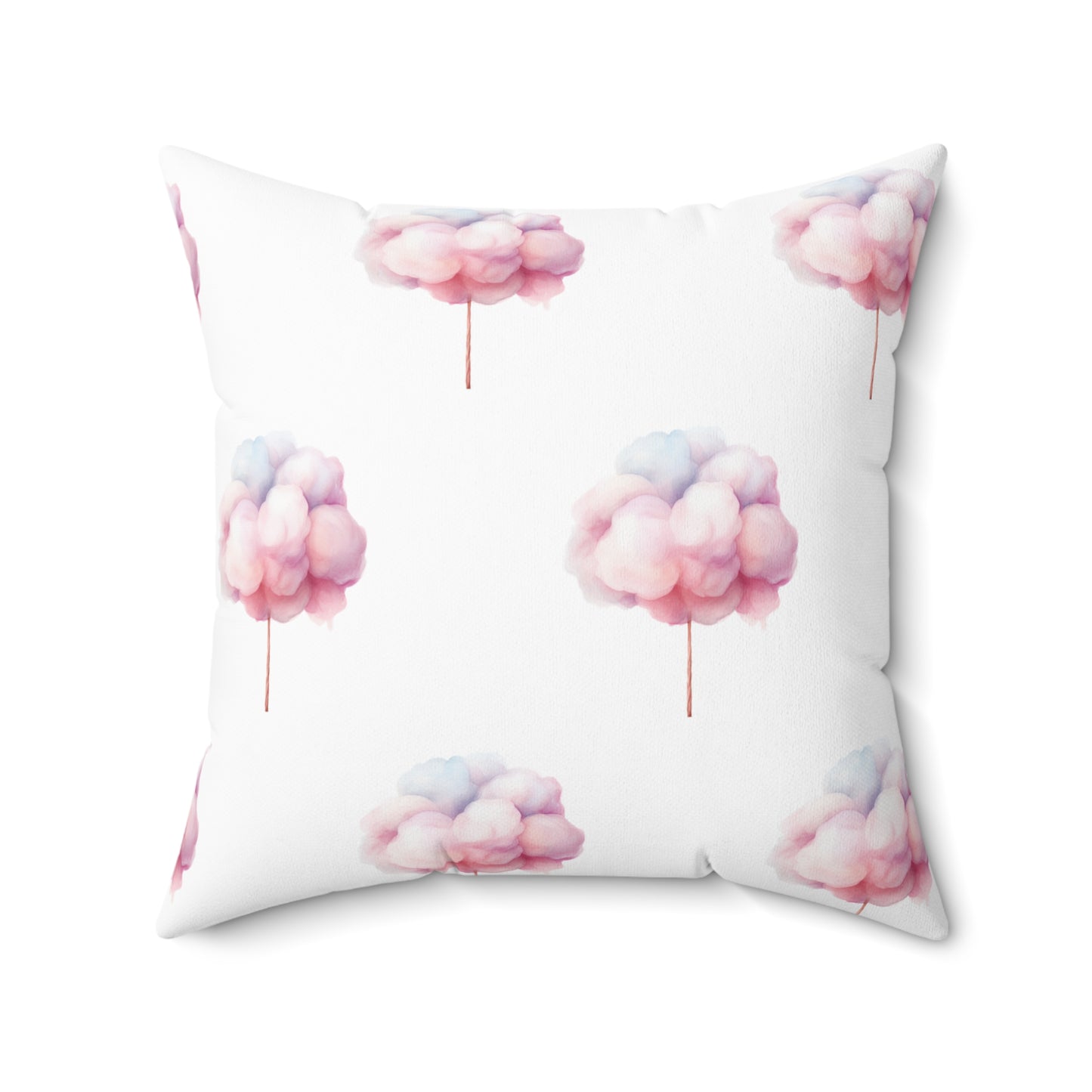 Spun Polyester Square Pillow with Removable Cover Watercolor Candy Land Cotton Candy