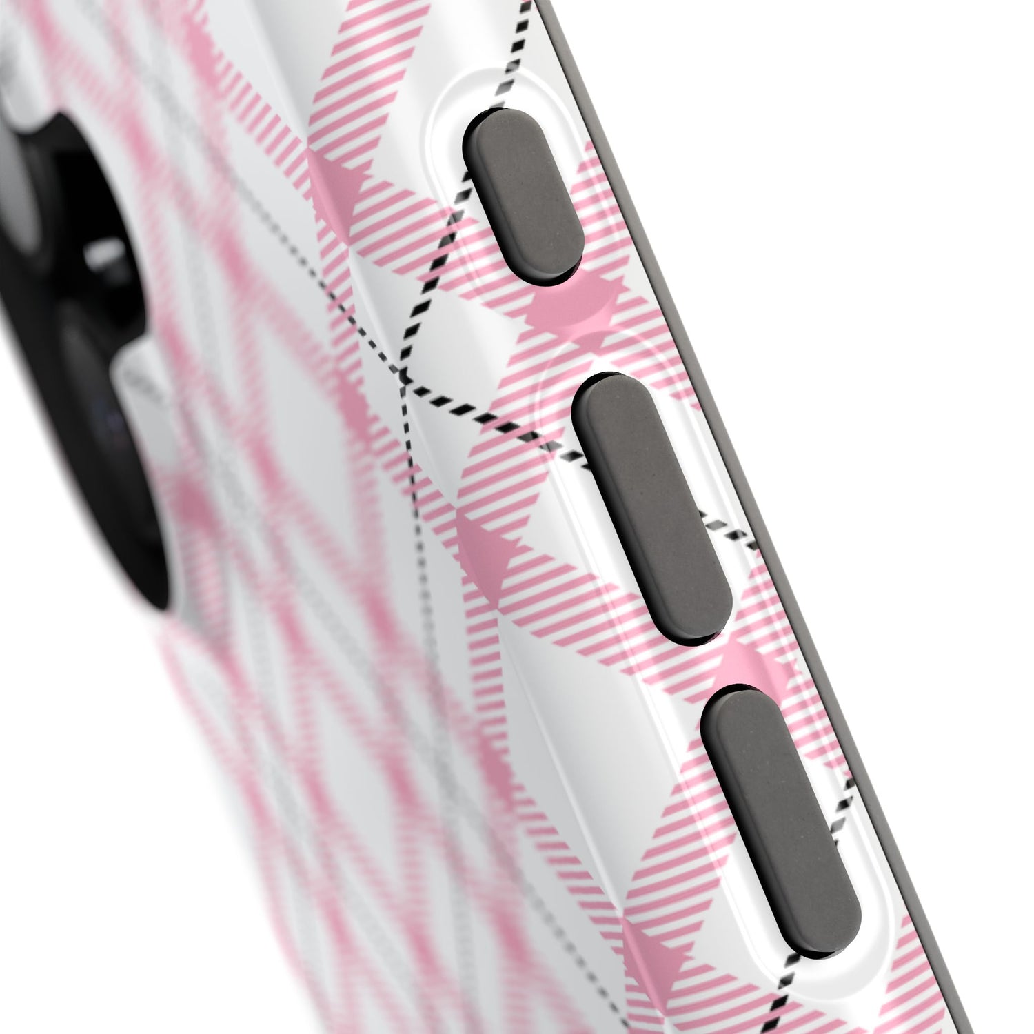 Impact-Resistant Phone Case - Pink Black Plaid