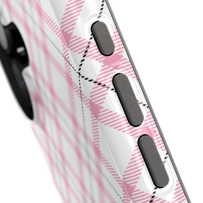 Impact-Resistant Phone Case - Pink Black Plaid