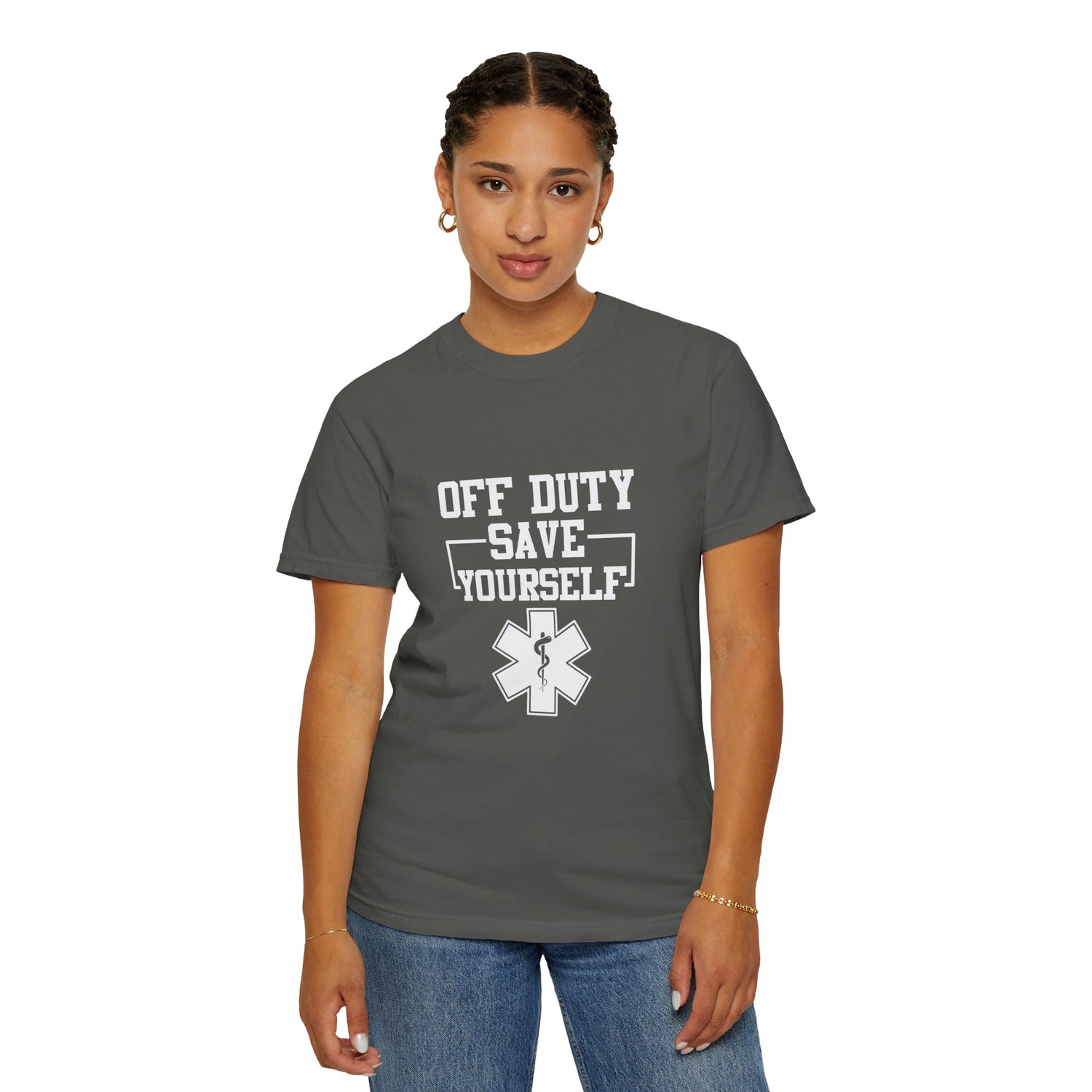 Unisex Off Duty T-Shirt, EMS Gift, First Responder Tee, Paramedic Humor Shirt, Casual Wear, Emergency Services Apparel
