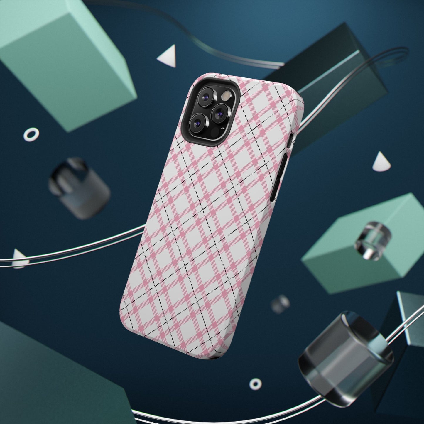 Impact-Resistant Phone Case - Pink Black Plaid