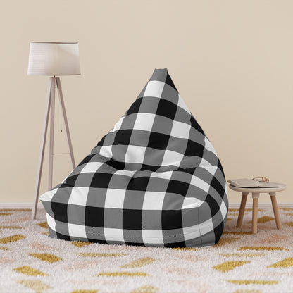 Black and White Buffalo Plaid Bean Bag Chair Cover