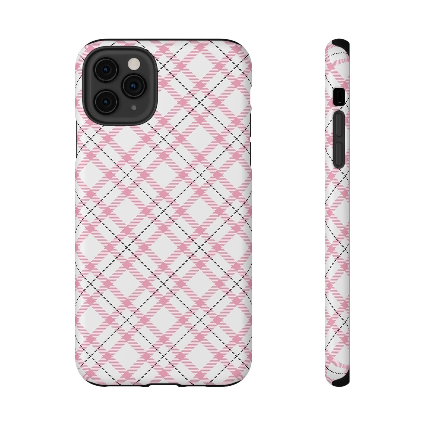 Impact-Resistant Phone Case - Pink Black Plaid