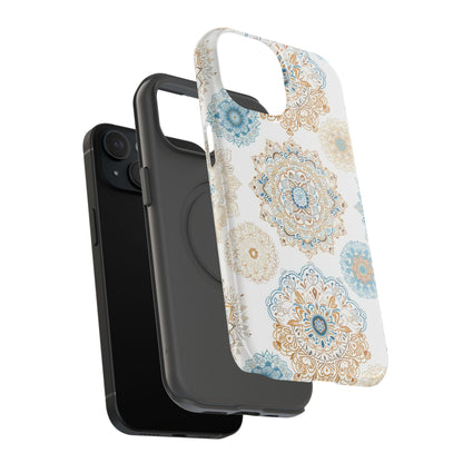 Impact-Resistant Cases, Blue Gold Boho Fun