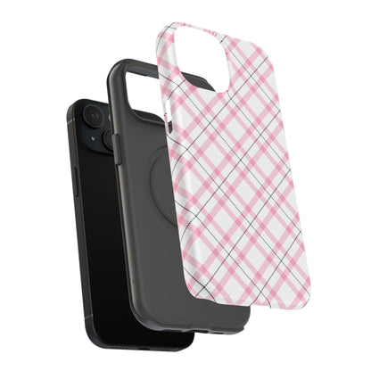 Impact-Resistant Phone Case - Pink Black Plaid