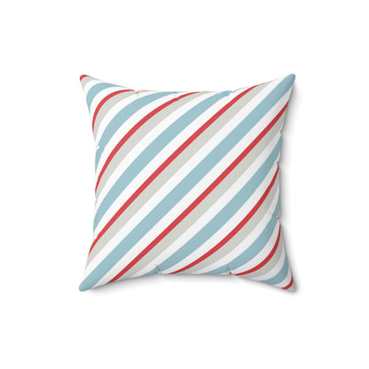 Spun Polyester Square Pillow with Removable Cover Beach Baby Sailboat Stripes