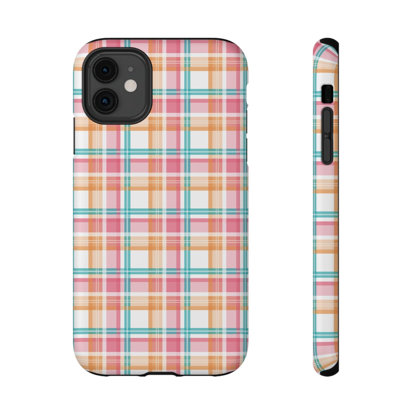 Impact-Resistant Phone Case - Summer Plaid Pink