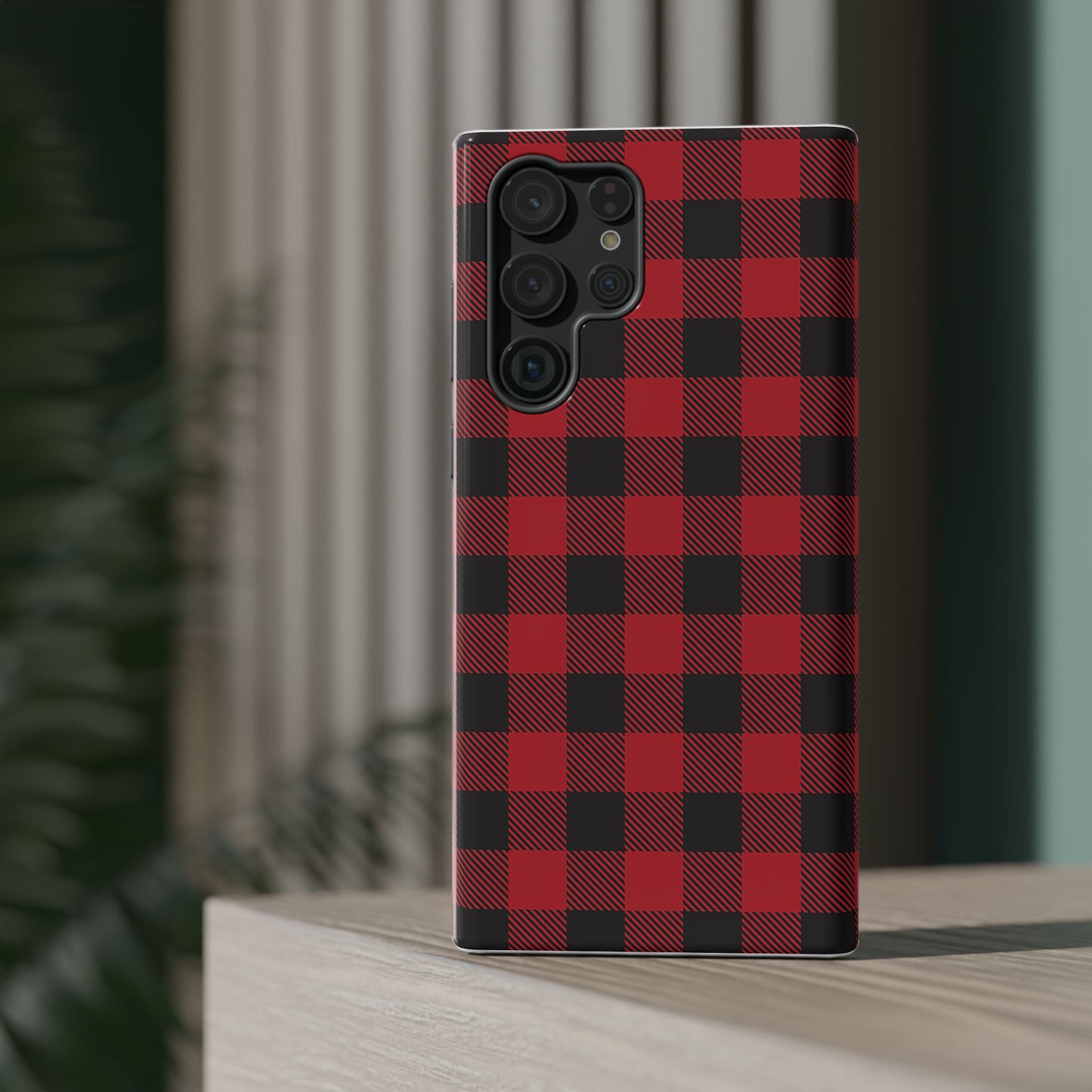 Impact-Resistant Phone Case-Red Black Buffalo Plaid