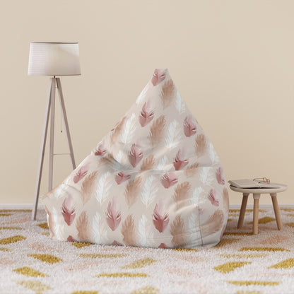 Boho Pink Cream Feathers Bean Bag Chair Cover