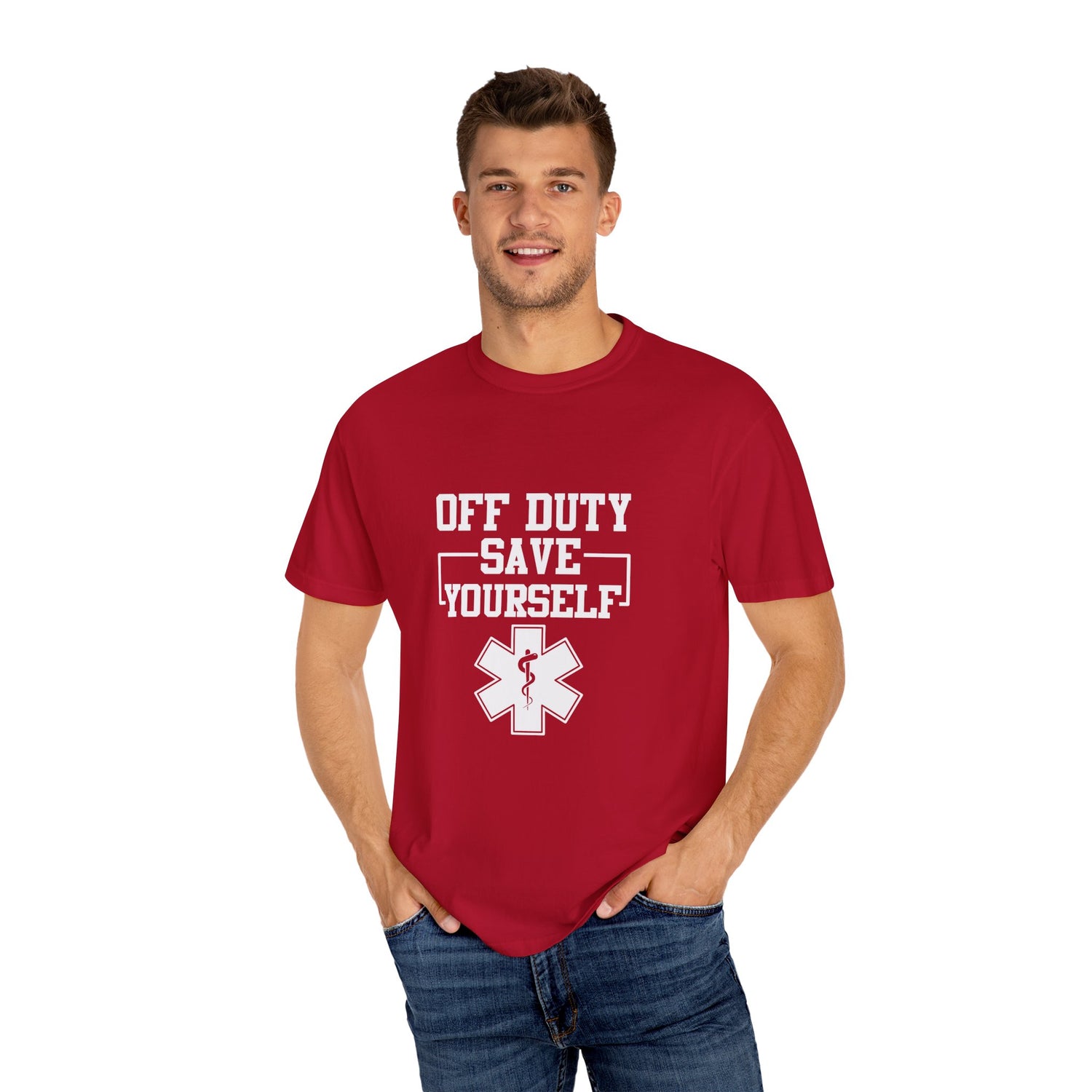 Unisex Off Duty T-Shirt, EMS Gift, First Responder Tee, Paramedic Humor Shirt, Casual Wear, Emergency Services Apparel