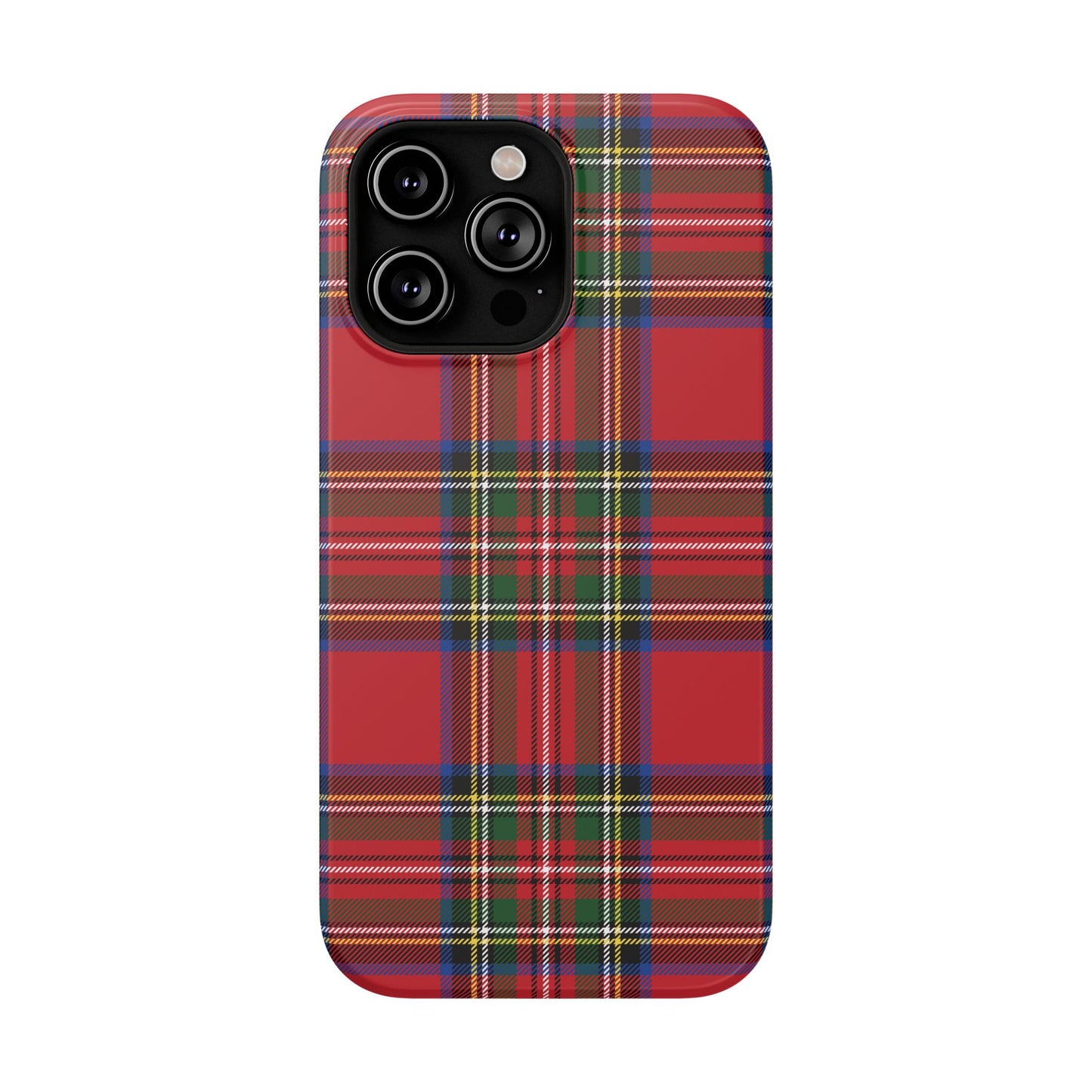 Impact-Resistant Phone Case-Holiday Tartan Plaid Red