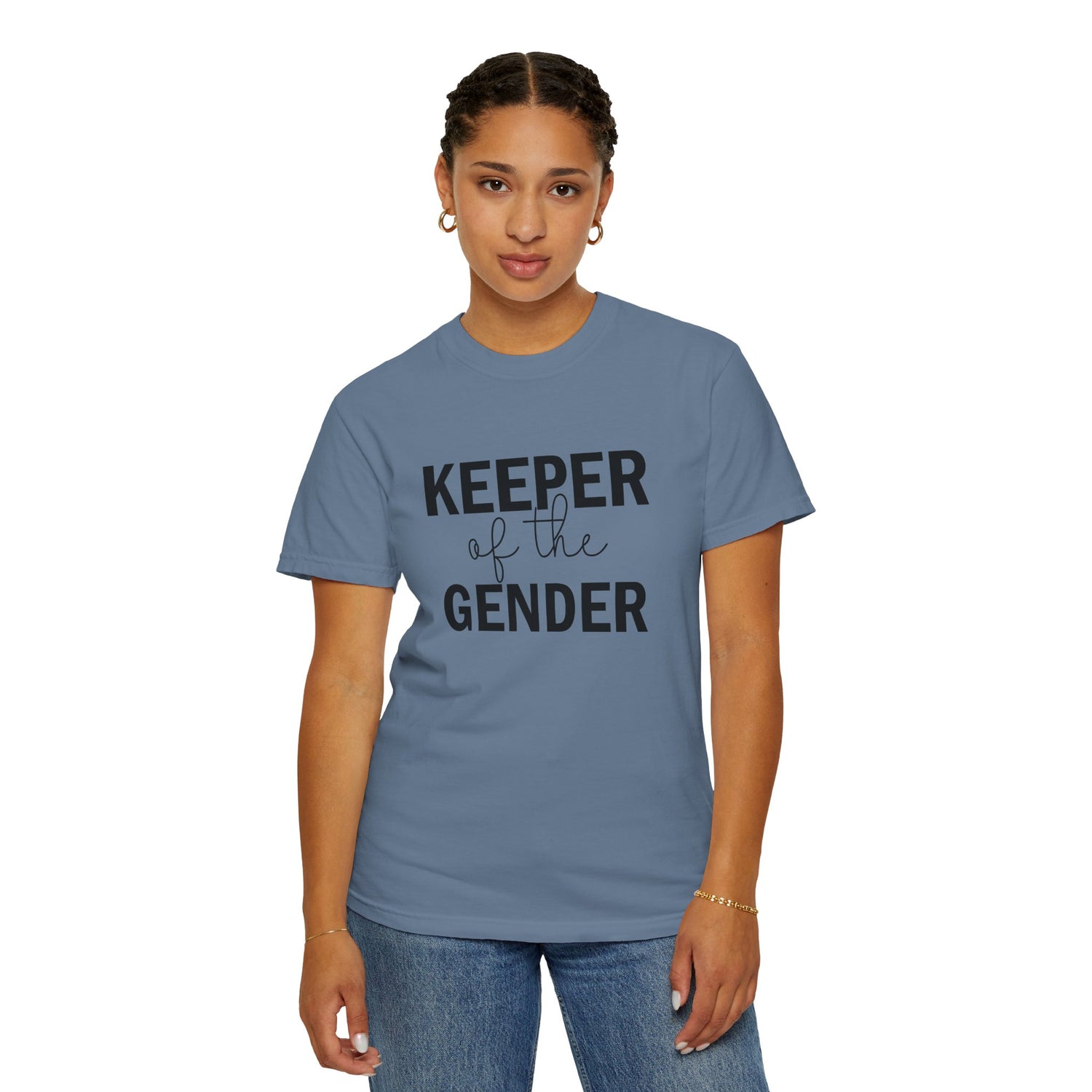 Unisex Garment-Dyed T-Shirt with 'Keeper of the Gender' Print | Funny New Baby Shirt, Casual Wear, Gender Reveal
