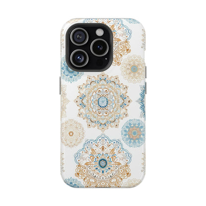 Impact-Resistant Cases, Blue Gold Boho Fun