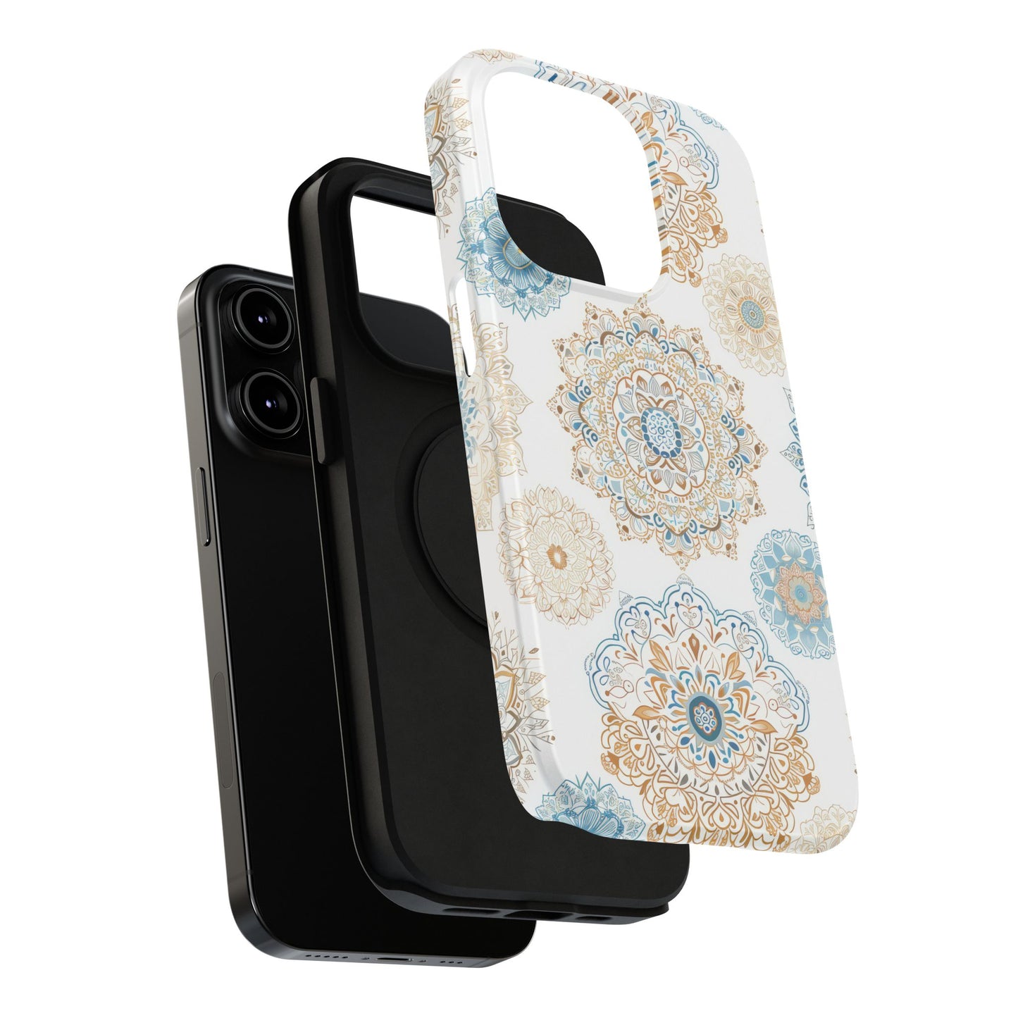 Impact-Resistant Cases, Blue Gold Boho Fun