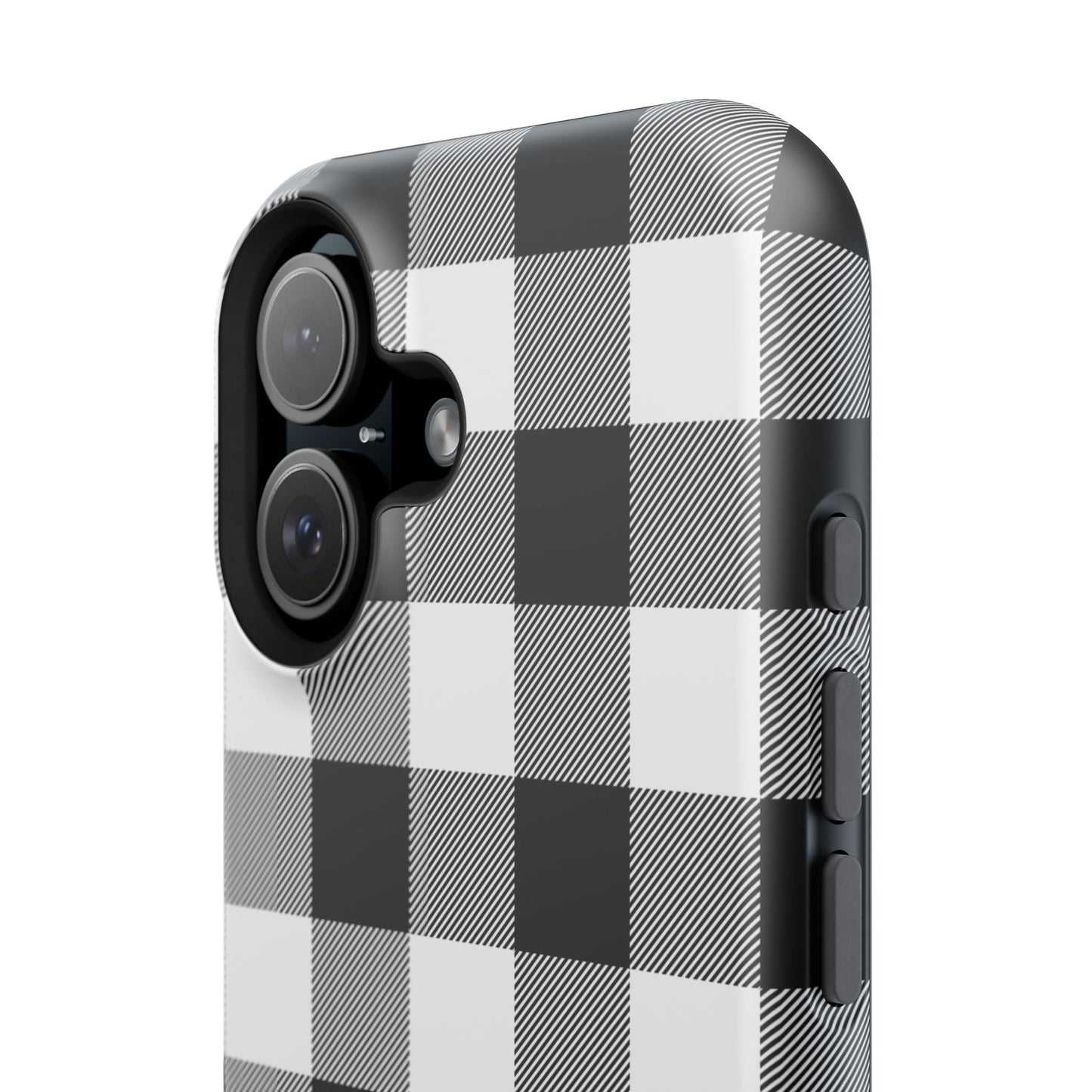 Impact-Resistant Phone Case Black White Buffalo Plaid