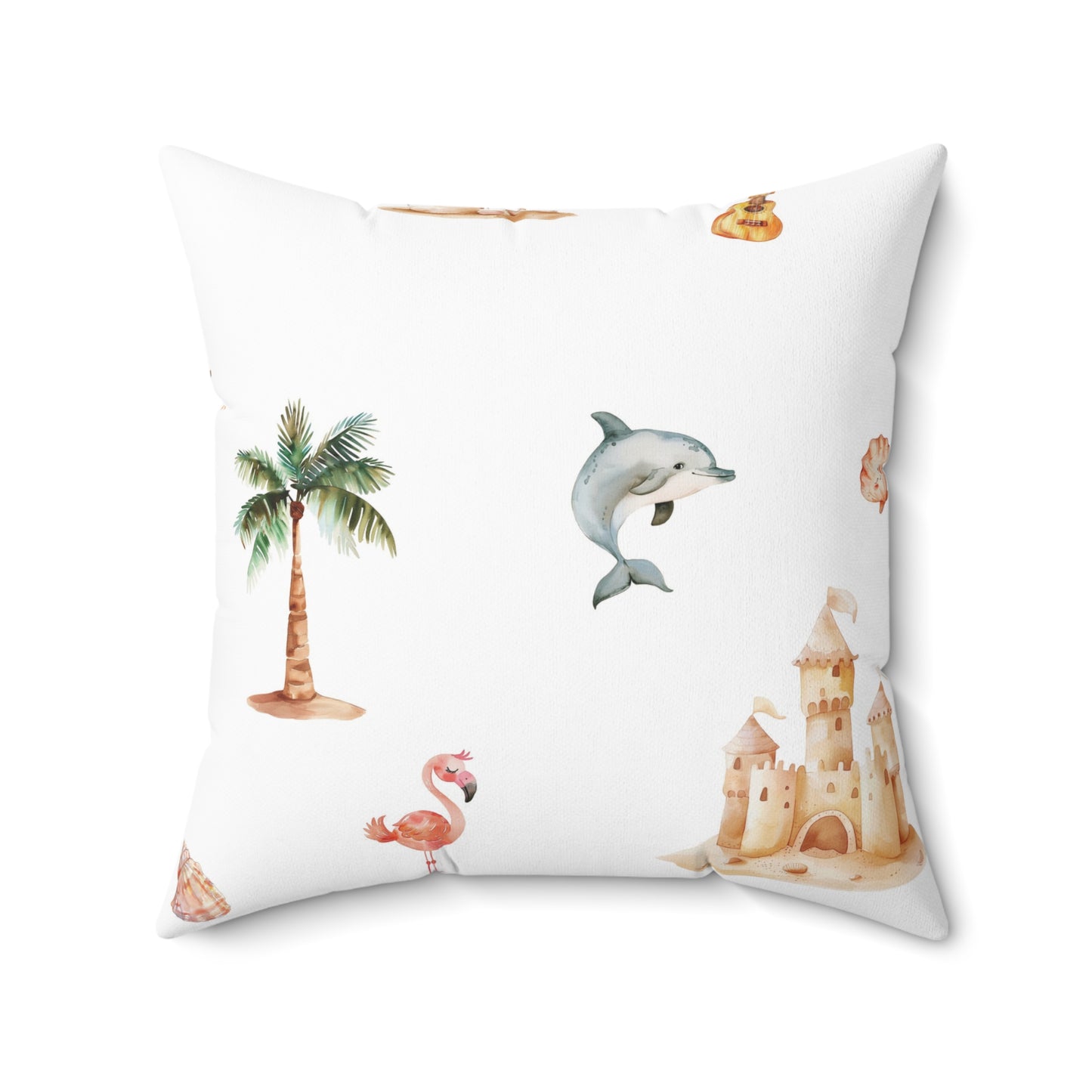 Spun Polyester Square Pillow Watercolor Aloha Print