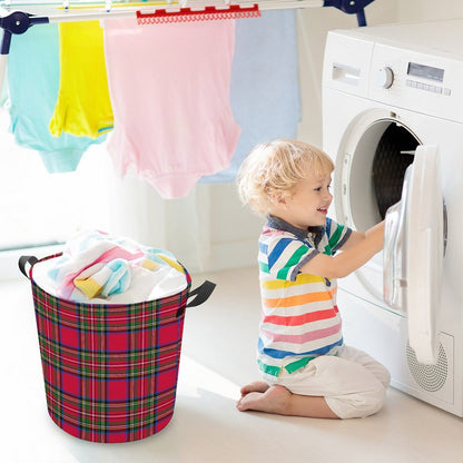 Collapsible Laundry Hamper- Red Tartan Holiday Plaid