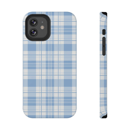 Impact-Resistant Phone Case - Easter Plaid Blue