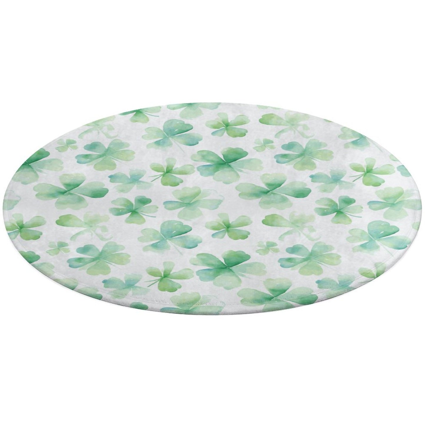 Round Bath Mat- Watercolor Clovers