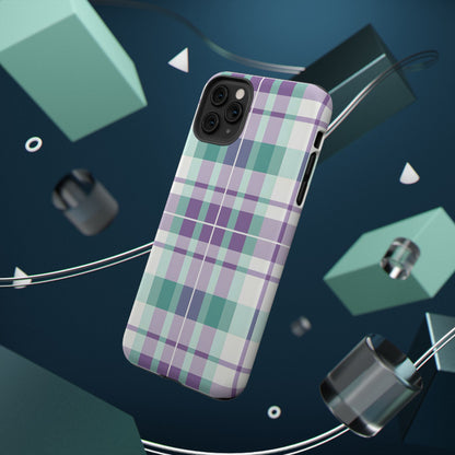 Impact-Resistant Phone Case - Spring Plaid Purple