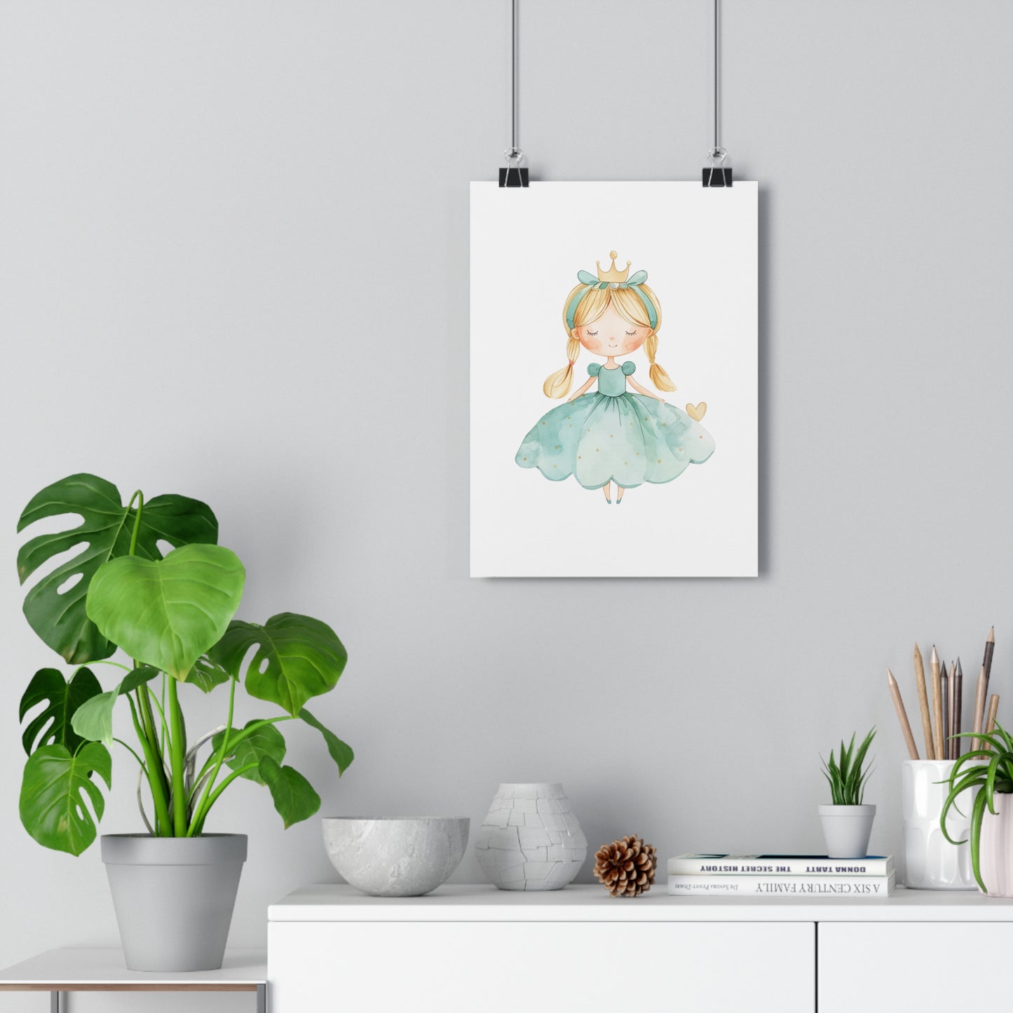 Giclée Art Print Watercolor Teal Princess 3