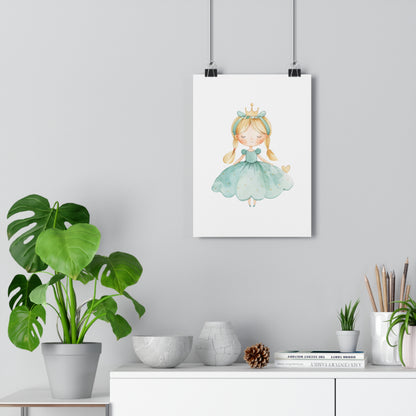 Giclée Art Print Watercolor Teal Princess 3