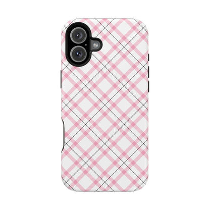 Impact-Resistant Phone Case - Pink Black Plaid