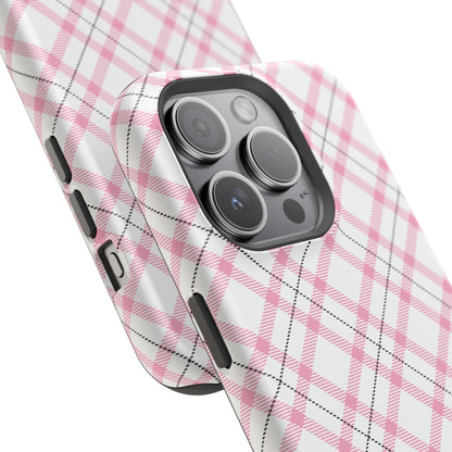 Impact-Resistant Phone Case - Pink Black Plaid