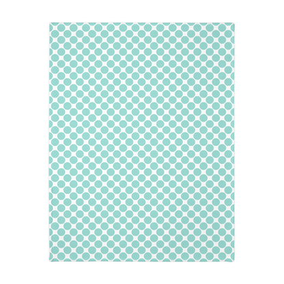 Velveteen Microfiber Two-sided Polished Polka Dots Aqua White