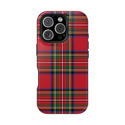 Impact-Resistant Phone Case-Holiday Tartan Plaid Red