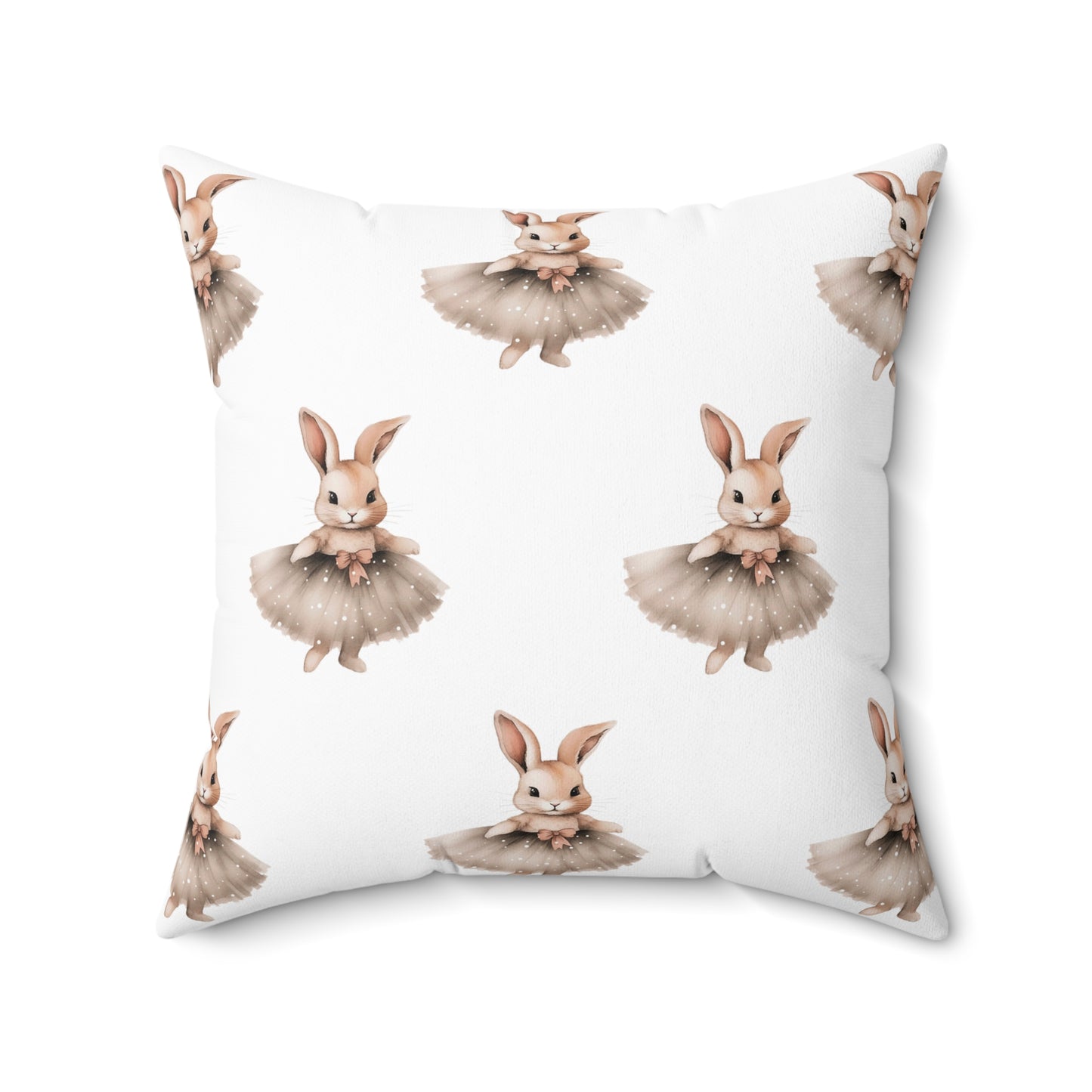 Spun Polyester Square Pillow with Removable Cover Watercolor Ballerina Bunnies