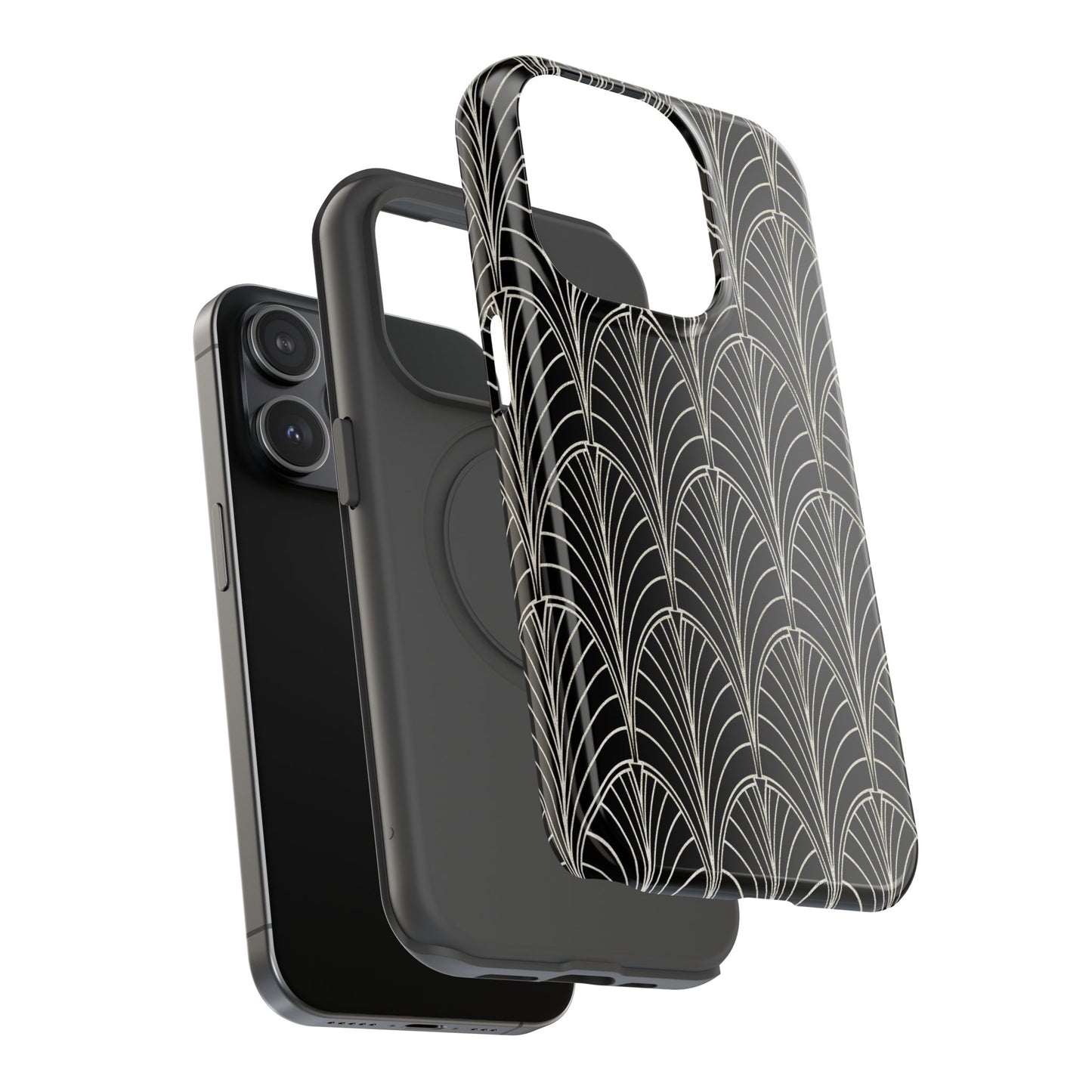 Impact-Resistant Phone Case- Art Deco Black Beige