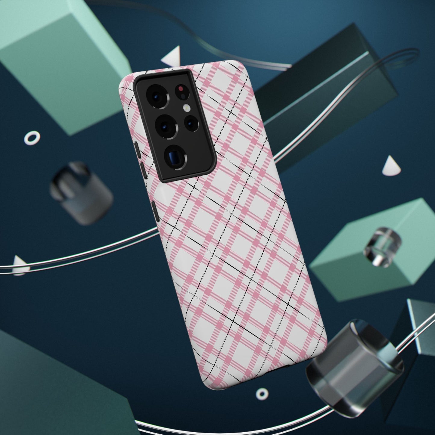 Impact-Resistant Phone Case - Pink Black Plaid