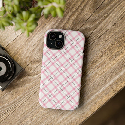 Impact-Resistant Phone Case - Pink Black Plaid