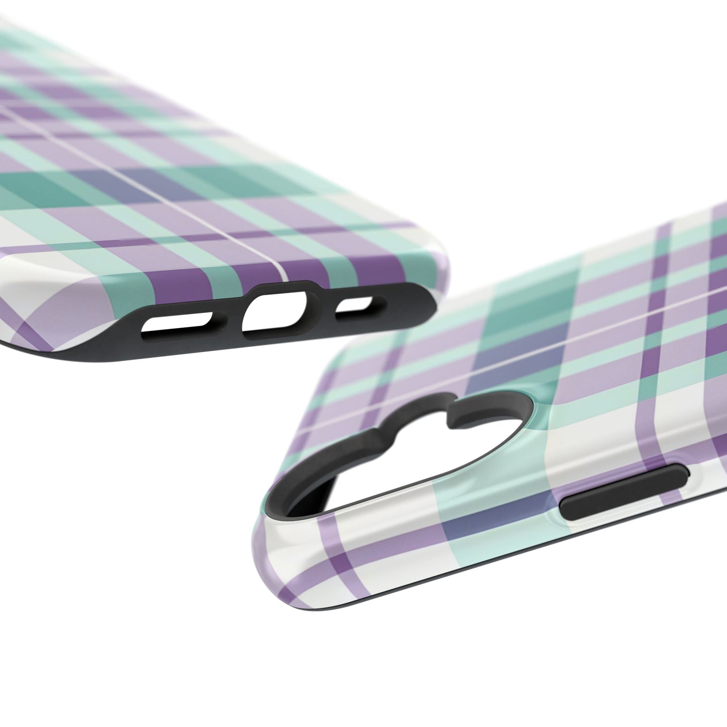 Impact-Resistant Phone Case - Spring Plaid Purple