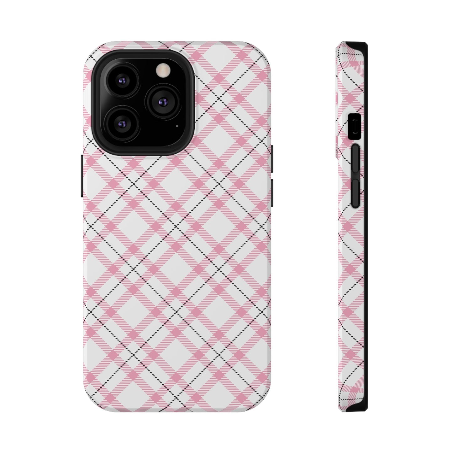 Impact-Resistant Phone Case - Pink Black Plaid