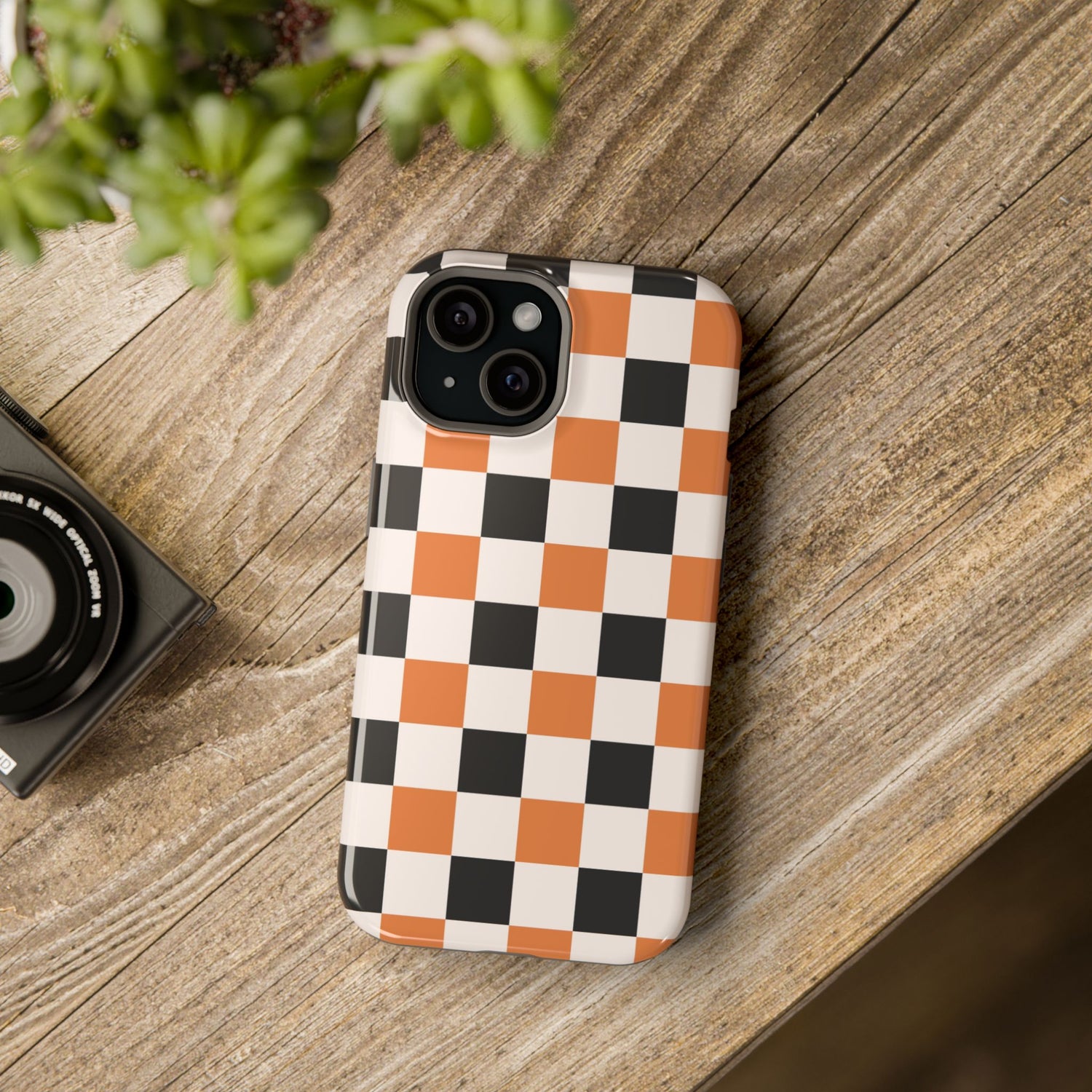Trendy Halloween Checkerboard Phone Case | Impact-Resistant, iPhone, Samsung