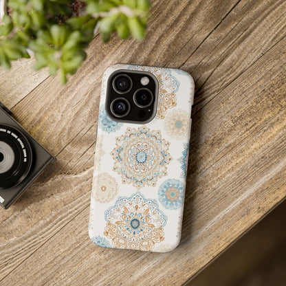 Impact-Resistant Cases, Blue Gold Boho Fun