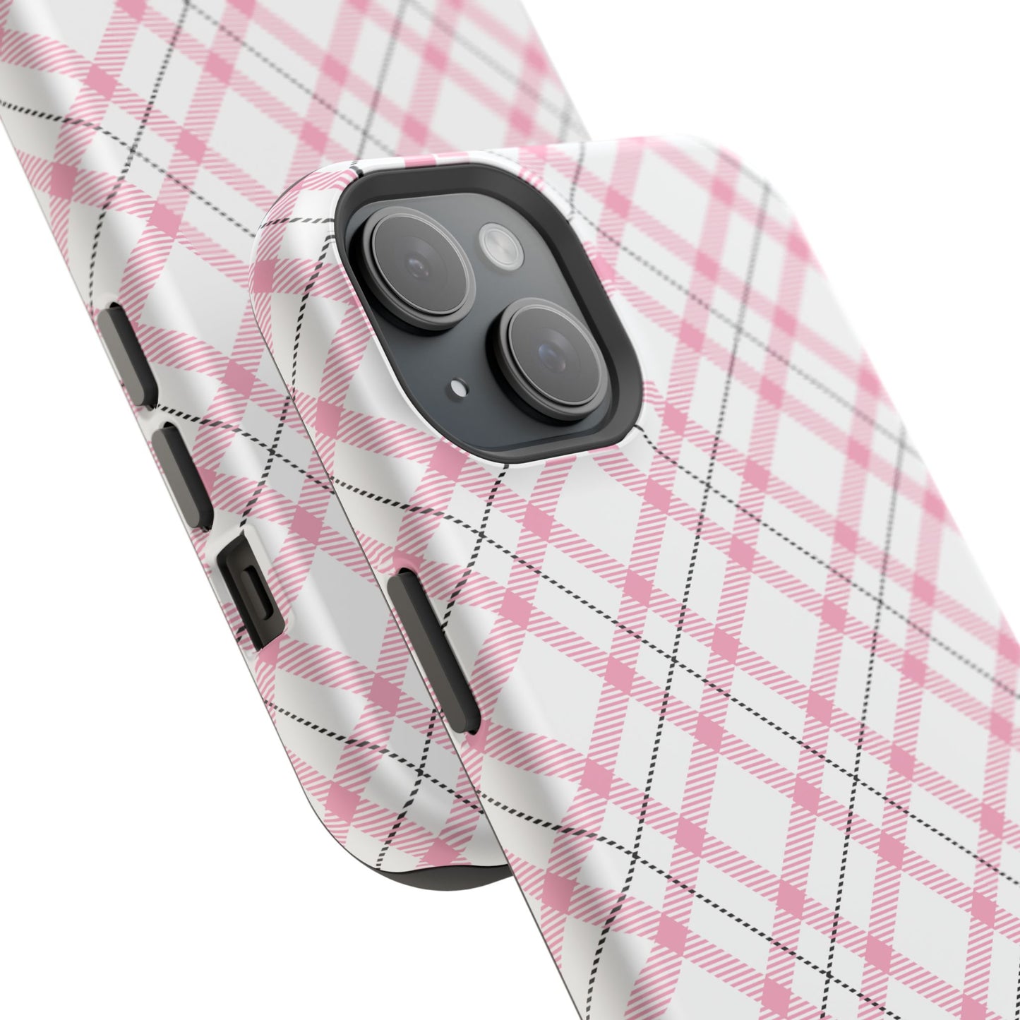 Impact-Resistant Phone Case - Pink Black Plaid