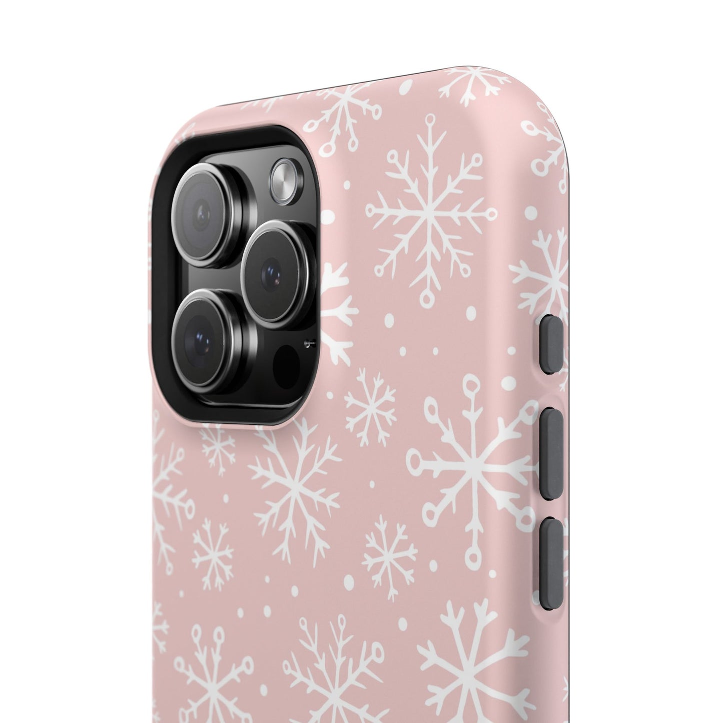 Pink White Snowflakes Impact-Resistant Phone Case