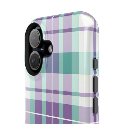 Impact-Resistant Phone Case - Spring Plaid Purple