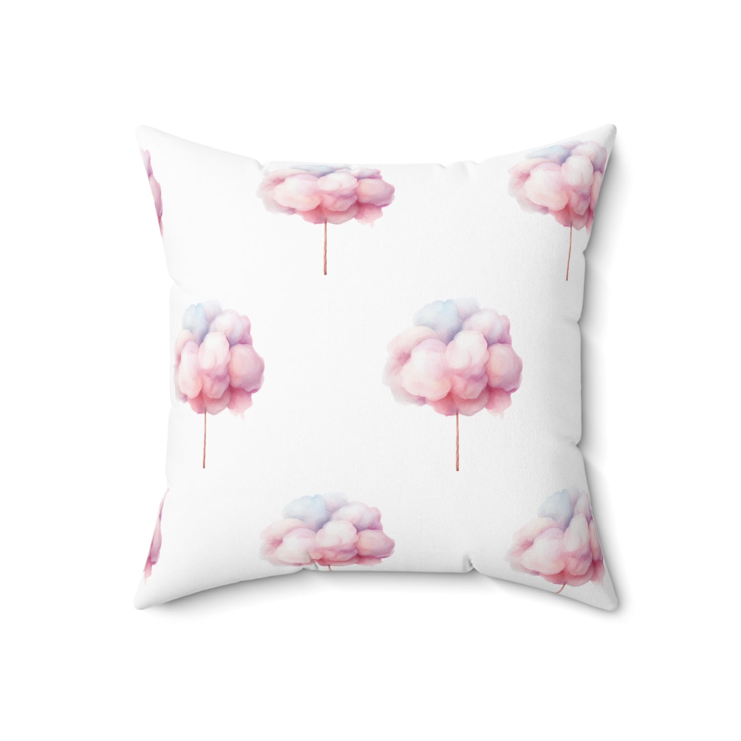 Spun Polyester Square Pillow with Removable Cover Watercolor Candy Land Cotton Candy