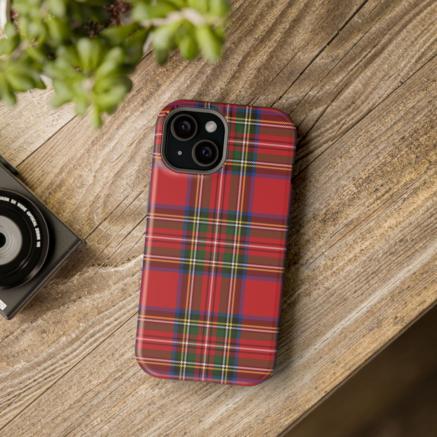 Impact-Resistant Phone Case-Holiday Tartan Plaid Red