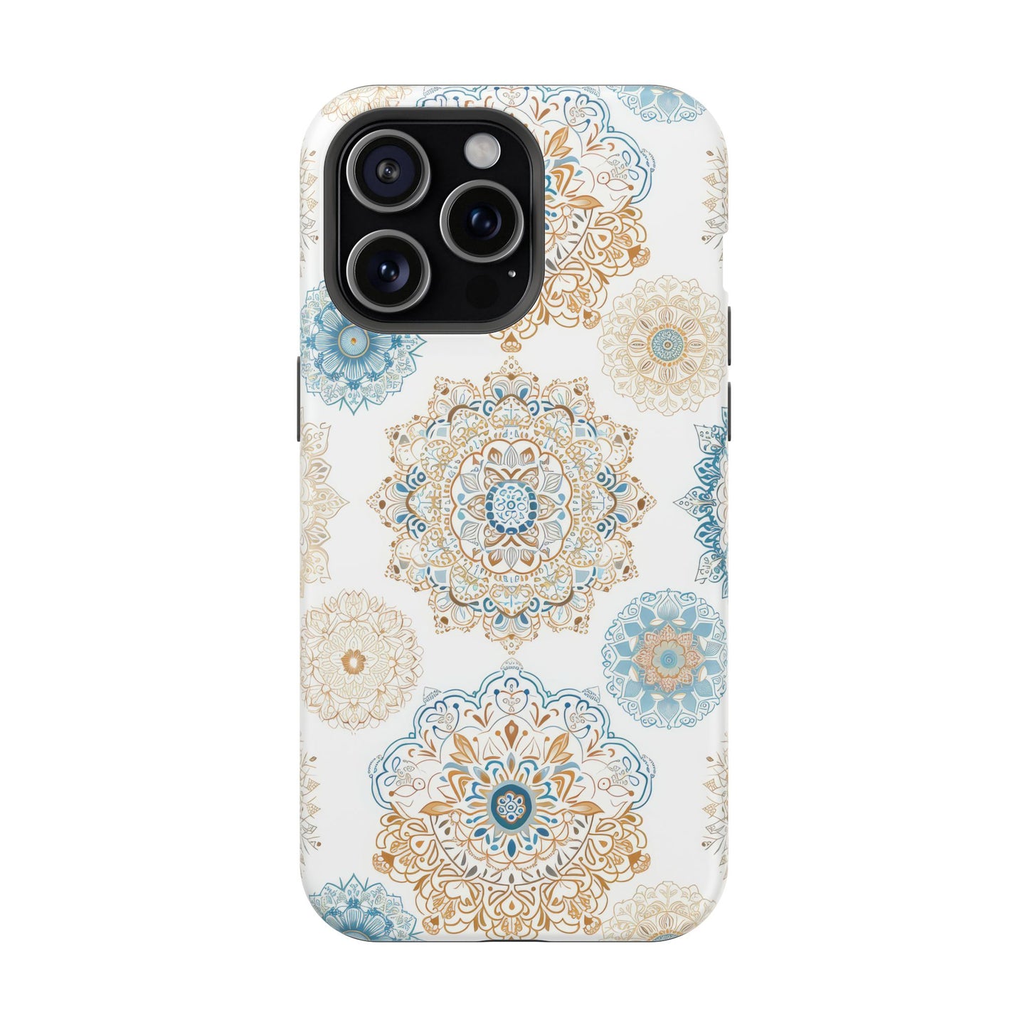 Impact-Resistant Cases, Blue Gold Boho Fun