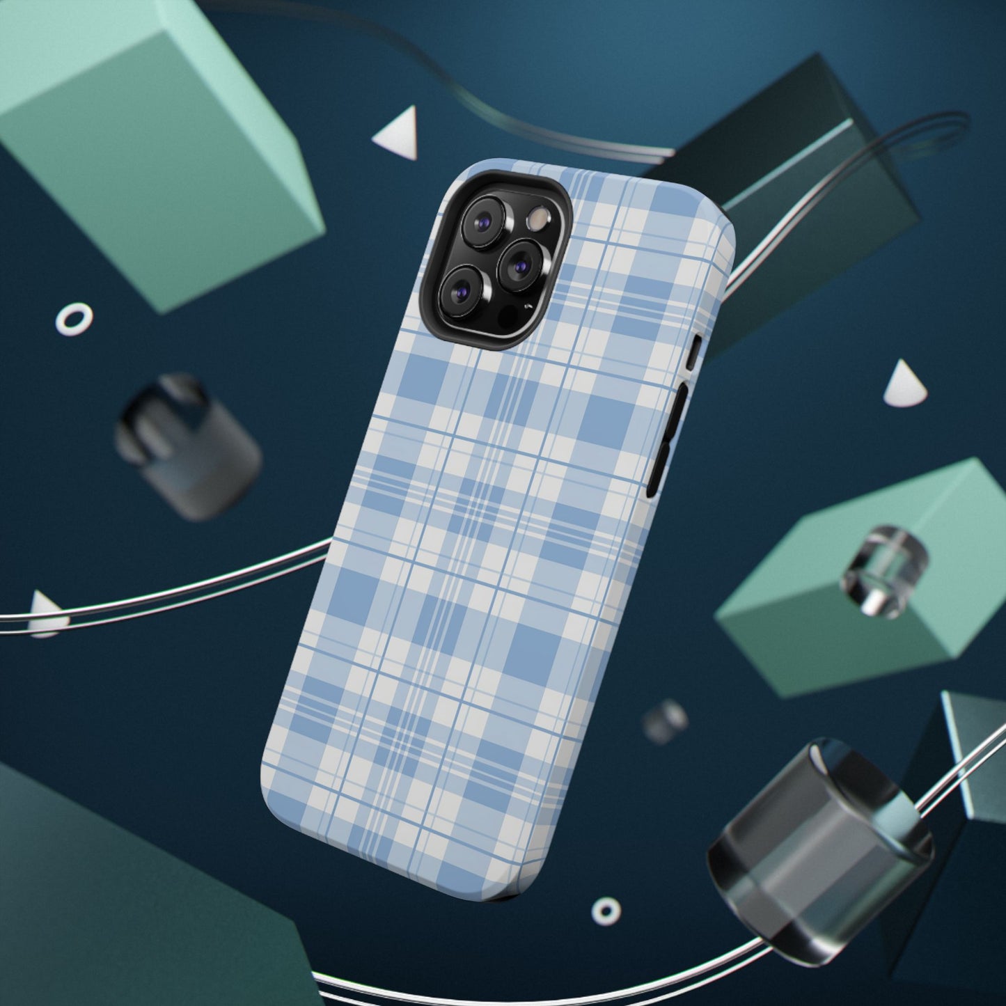 Impact-Resistant Phone Case - Easter Plaid Blue