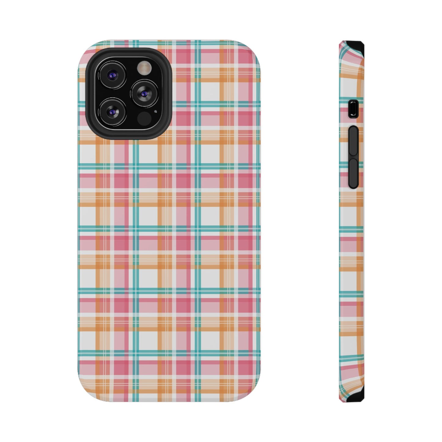 Impact-Resistant Phone Case - Summer Plaid Pink